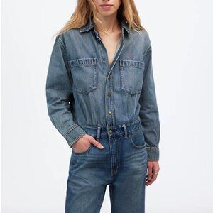 NWT! MADEWELL Denim Relaxed Flare Jumpsuit in Croswell Wash Size 8